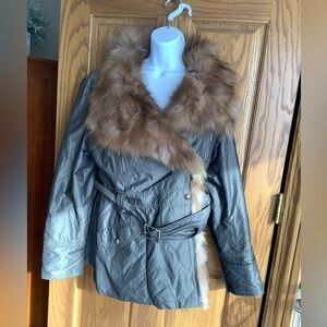 Fox trimmed jacket XL  Laundry by Shelli Segal